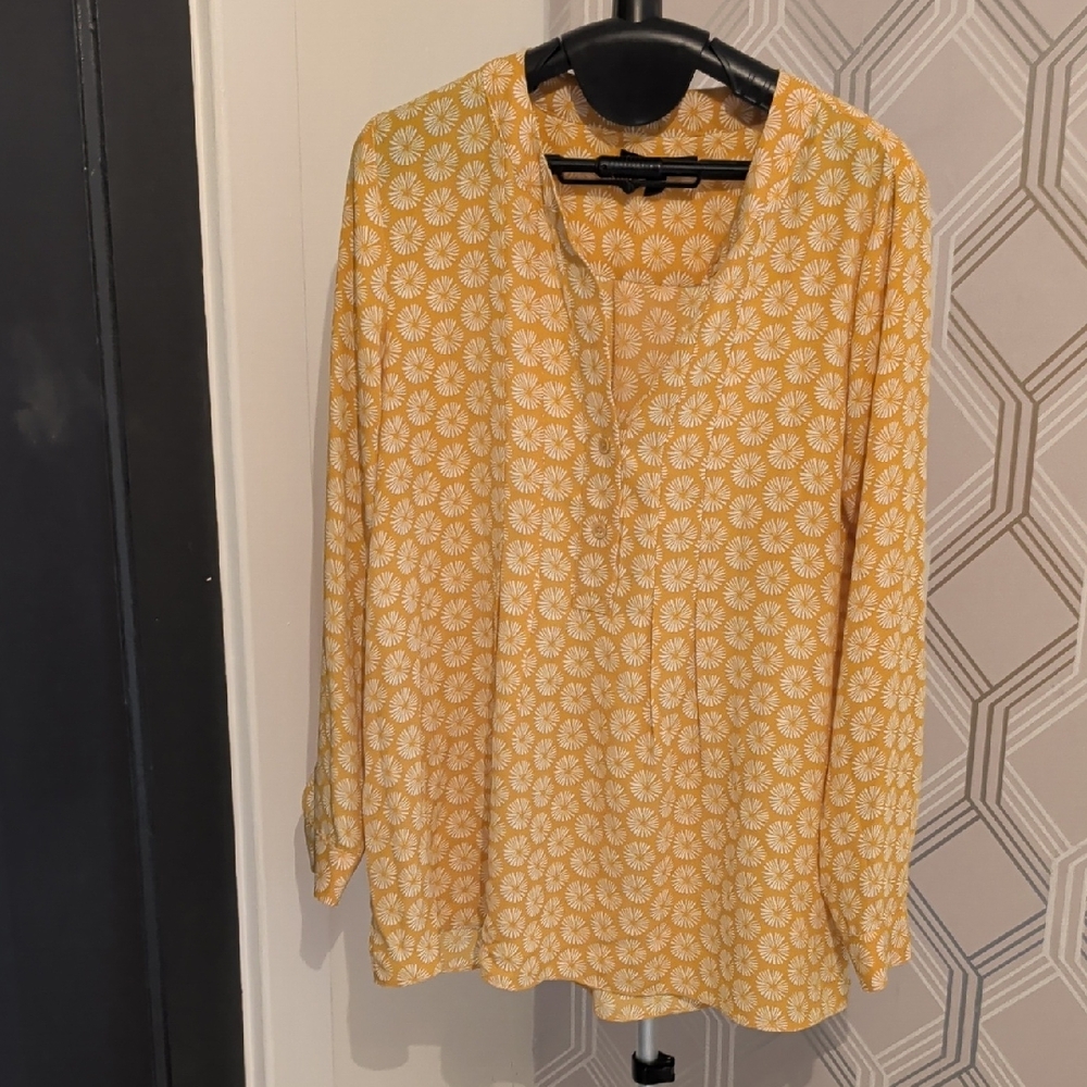 Banana Republic Yellow and White Floral Blouse